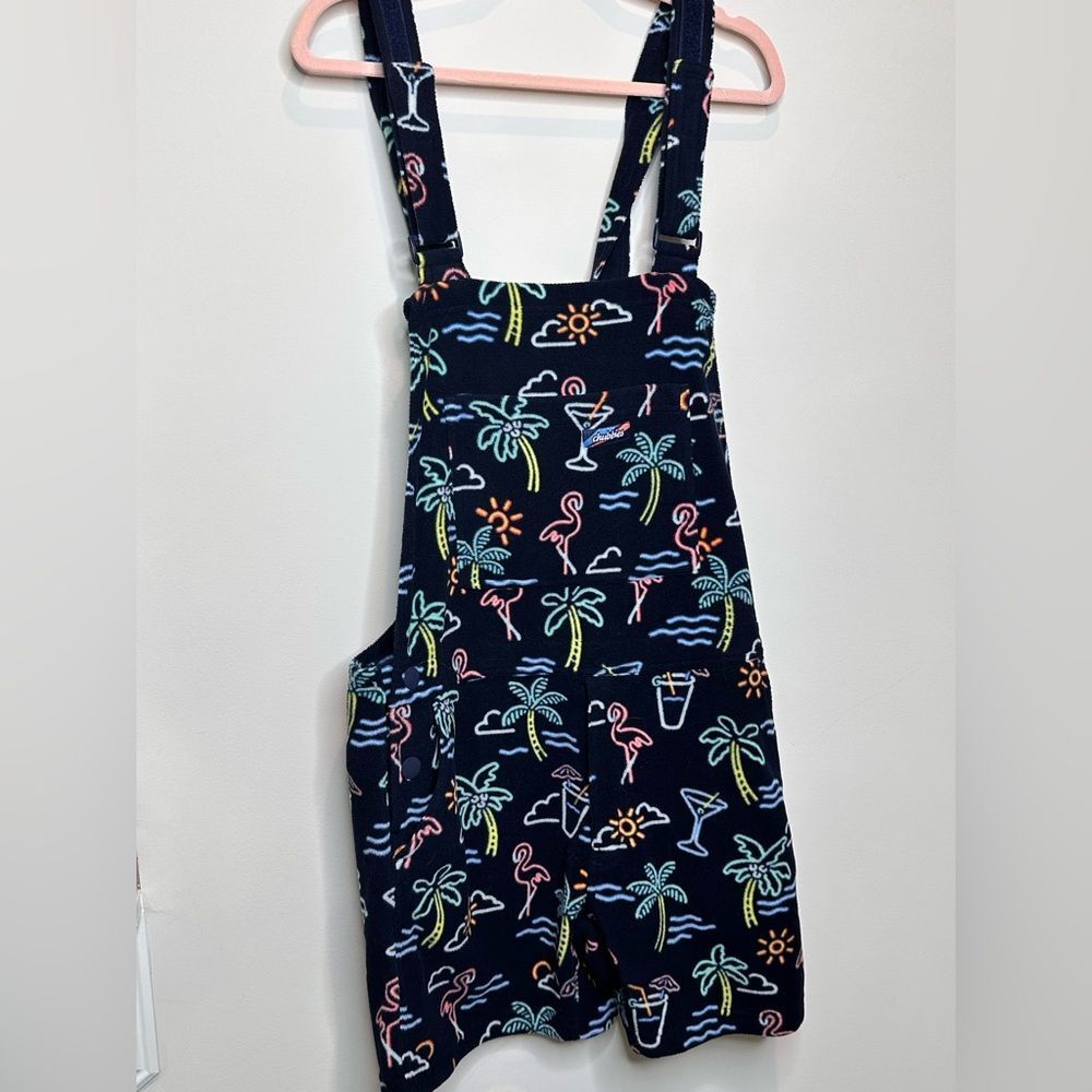 Chubbie Colorful Tropical Print Overalls fleece
